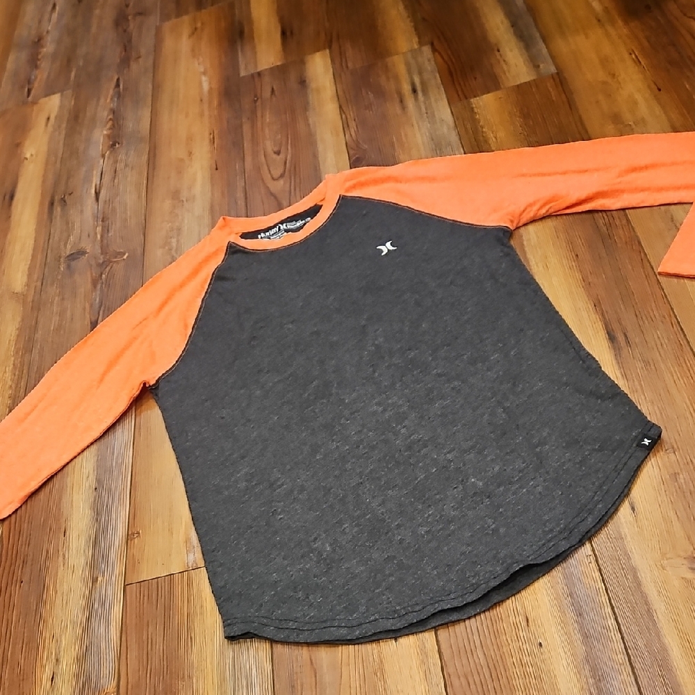 Hurley Gray and neon Orange Shirt